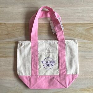 NWT Trader Joe's Mini Canvas tote bag in Pink color